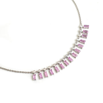 Pink Sapphire Dot and Dash Half Necklace