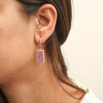 Pink Sapphire Dog Tag Earring