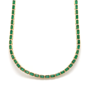 Emerald Octagon Bezel Tennis Necklace