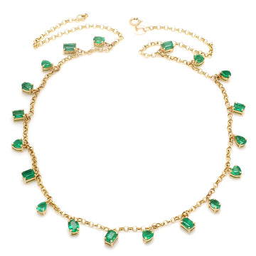 Emerald Mix Shape Link Chain Necklace