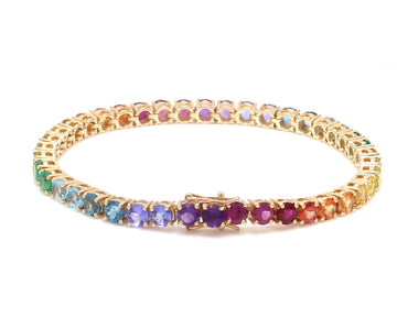 Rainbow Gemstone 4MM Round Tennis Bracelet