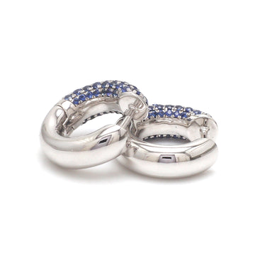 Sapphire Pavé Chunky Hoop Earrings in White Gold