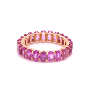 Pink Sapphire Oval Cut Eternity Band Ring
