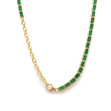 Emerald Octagon Bezel Tennis Necklace