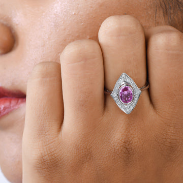 Pink Sapphire Oval Diamond Vintage Ring