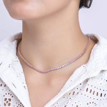 Pink Sapphire 2.50 MM Tennis Necklace