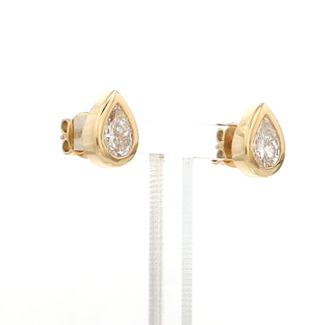 Lab Grown Diamond Pear Chunky Bezel Set Stud Earrings in 14K 18K Gold
