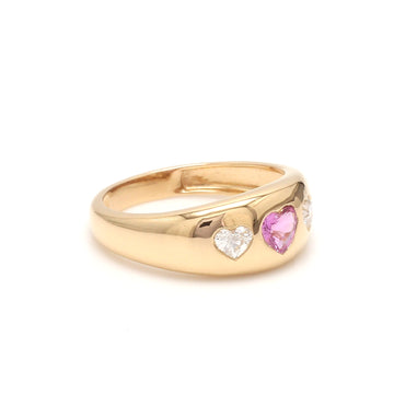 Pink Sapphire Heart Diamond Mini Chunky Ring