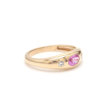 Pink Sapphire Oval Round Diamond Mini Chunky Ring