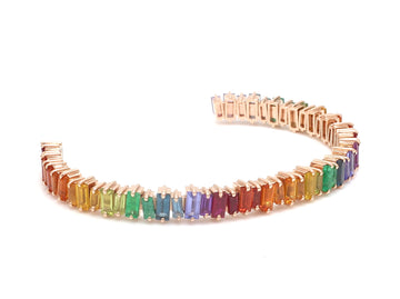 Rainbow Sapphire Gemstone Baguette Bracelet