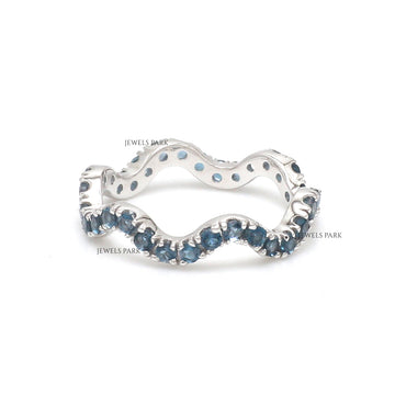 Blue Topaz Wavy Eternity Band Ring in 14k/18k Gold