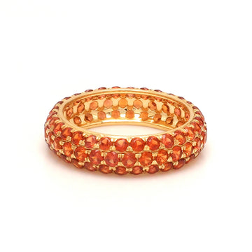 Orange Sapphire Eternity Band Ring in Solid Gold – Pave Setting