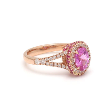 Pink Sapphire Oval Round With Diamond Ring