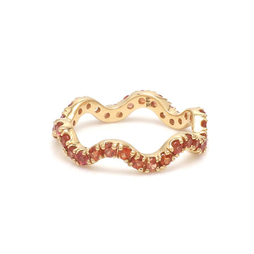 Orange Sapphire Eternity Wave Ring in 14K 18K Solid Gold