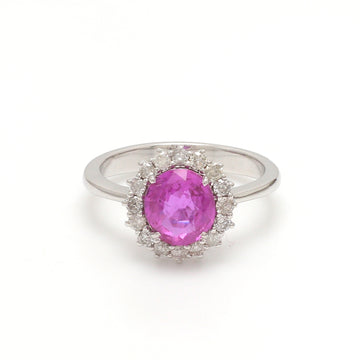 Pink Sapphire round diamond ring