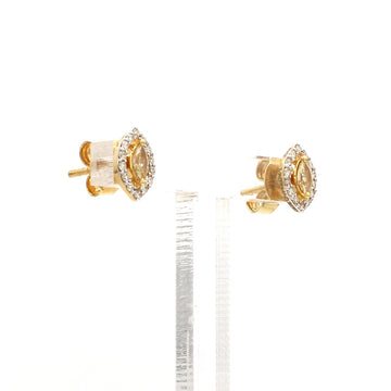 Natural Yellow Diamond Halo Stud Earrings Gold | Marquise Cut Yellow Diamond Mini Studs