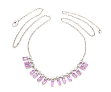 Pink Sapphire Dot and Dash Half Necklace