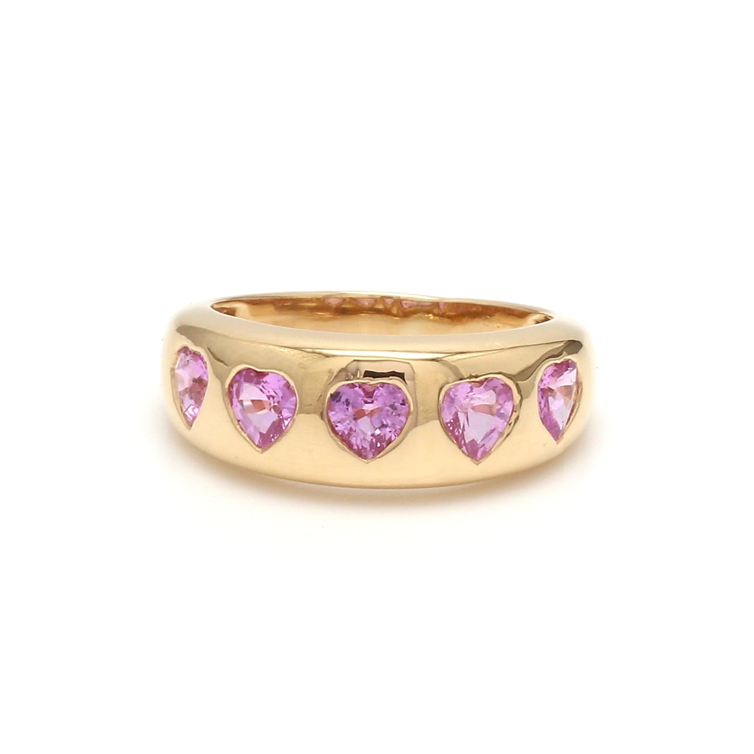 Pink Sapphire Five Heart Chunky Ring1