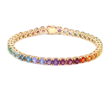 Rainbow Gemstone 4MM Round Tennis Bracelet