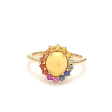 Rainbow Sapphire Opal Halo Ring