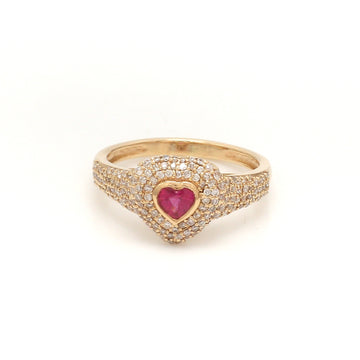 Pink Sapphire Diamond Heart Stud Ring