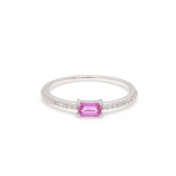 Pink Sapphire East West Mini Diamond Ring
