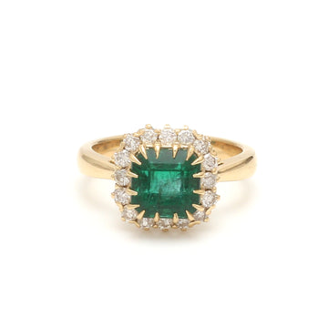Antique Emerald Asscher Cut Diamond Ring