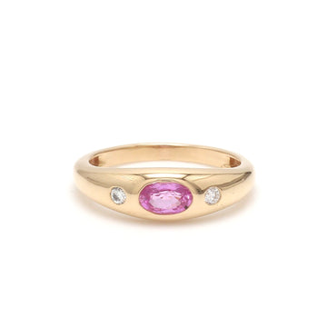 Pink Sapphire Oval Round Diamond Mini Chunky Ring