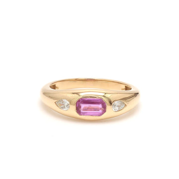 Pink Sapphire Octagon Pear Diamond Mini Chunky Ring