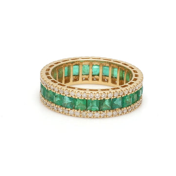 Emerald Diamond Princess Eternity Ring