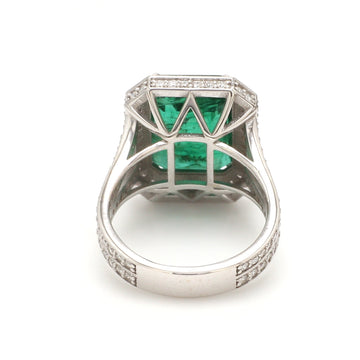 Big Emerald Pave Diamond Ring