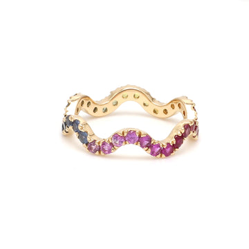 Rainbow Sapphire Wave Ring