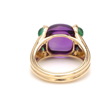 Amethyst and Emerald Cabochon Ring