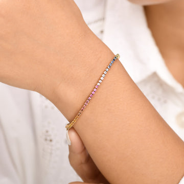 Rainbow Sapphire 2.00 MM Tennis Bracelet