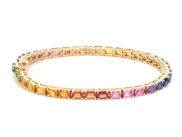 Rainbow Sapphire East West Emerald Cut Bracelet