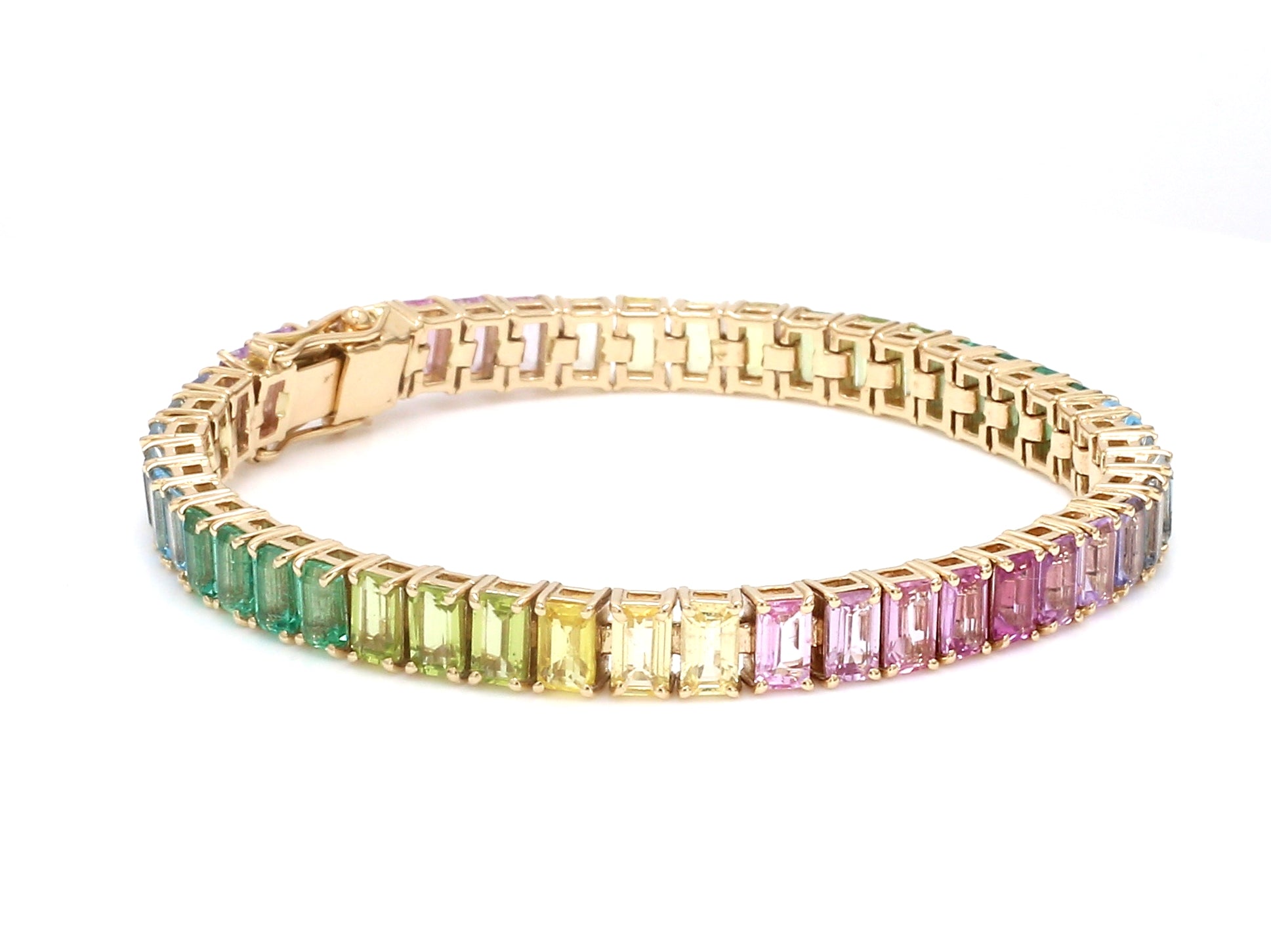 Rainbow Gemstone Emerald Cut Pastel Bracelet