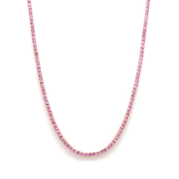 Pink Sapphire 2.00 MM Tennis Necklace