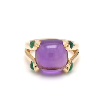 Amethyst and Emerald Cabochon Ring