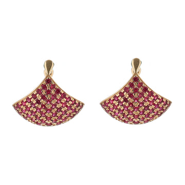 Ruby Fan Earrings in Solid Gold – Pavé Set Gemstone Studs
