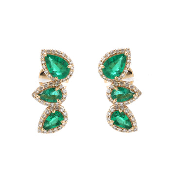 Emerald Gold Diamond Climber Earrings