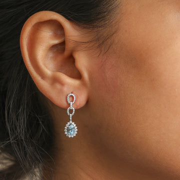 Pear Aquamarine Diamond Drop Earrings Gold | Jewels Park