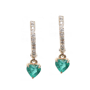 Emerald Heart Mini Huggies Earrings