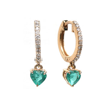 Emerald Heart Mini Huggies Earrings