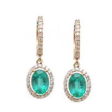 Emerald Oval Diamond Halo Mini Earrings