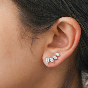 Pear Diamond Climber Earrings Gold – Modern Diamond Earrings