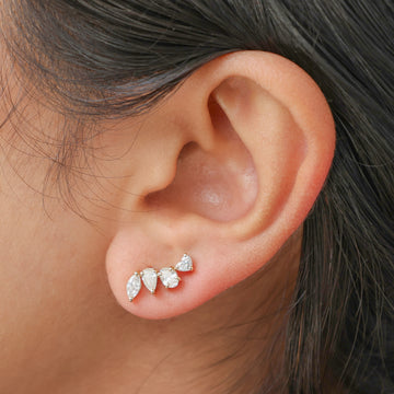 Mix Shape Diamond Climber Earrings Gold | Jewels Park