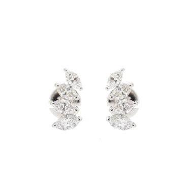 Marquise Diamond Climber Earrings Gold | Jewels Park