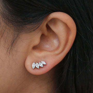 Marquise Diamond Climber Earrings Gold | Jewels Park