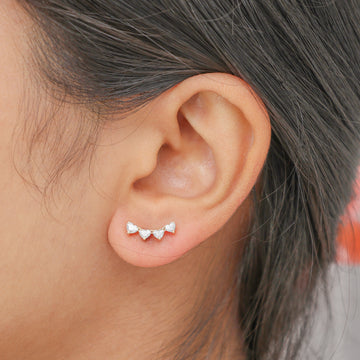 Heart Natural Diamond Climber Earrings Gold