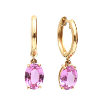 Pink Sapphire Oval Prong Set Mini Earrings